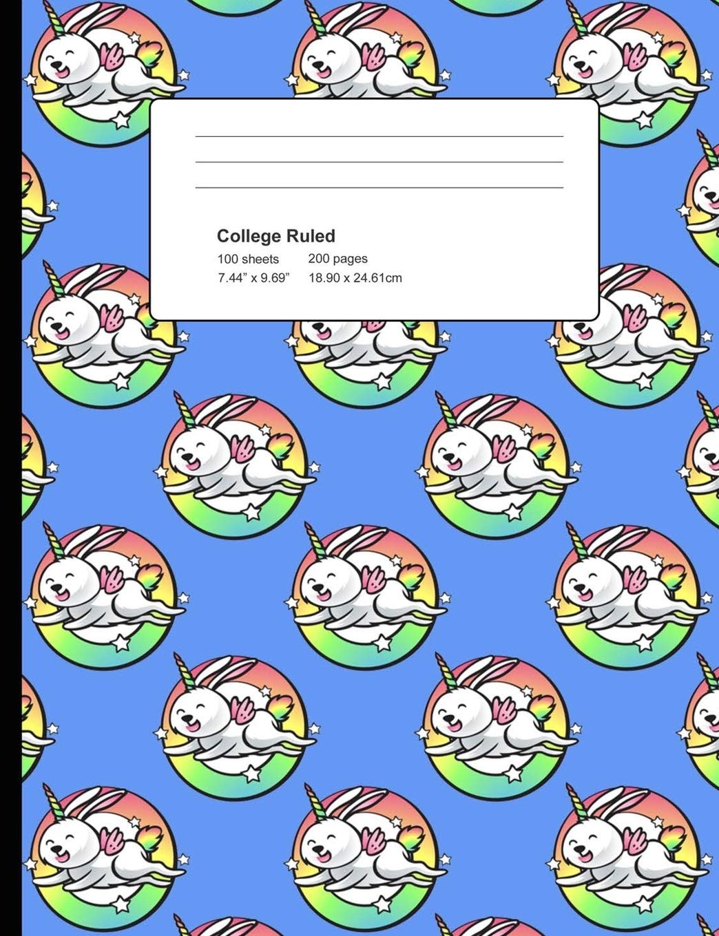 College Ruled 200 Pages: Light Blue Rabbit Unicorn Composition Notebook, Unicorn Rabbit College Composition Book, Notebook For Girls That Love Cute Unicorn Rabbits Pets