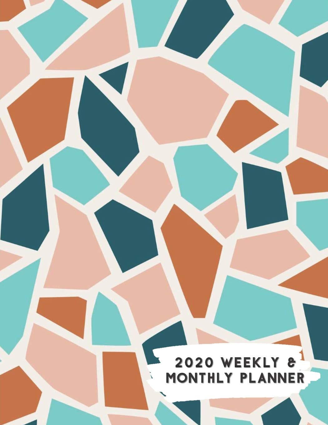 2020 Weekly & Monthly Planner: Orange Blue Tan Terrazzo Pattern Calendar & Journal Business, Finance & Career
