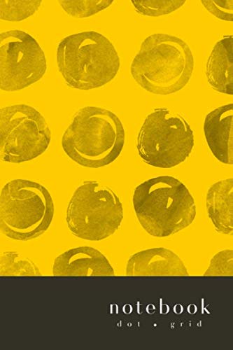 Dot Grid Notebook: 6x9 Medium Blank Dotted Journal with Numbered Pages | 5mm Dot Space | Watercolor Abstract Circle Cover Design | Yellow Learning & Reference