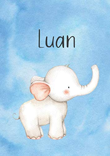 Luan: DIN A4 • Blanko 100 Seiten • Großer Malblock • Vornamen Notizbuch • Personalisiertes Malbuch • Notizblock Blau • Hellblau Kinderbuch • Jugendbuch • Namensbuch • Kalender mit Name Manga