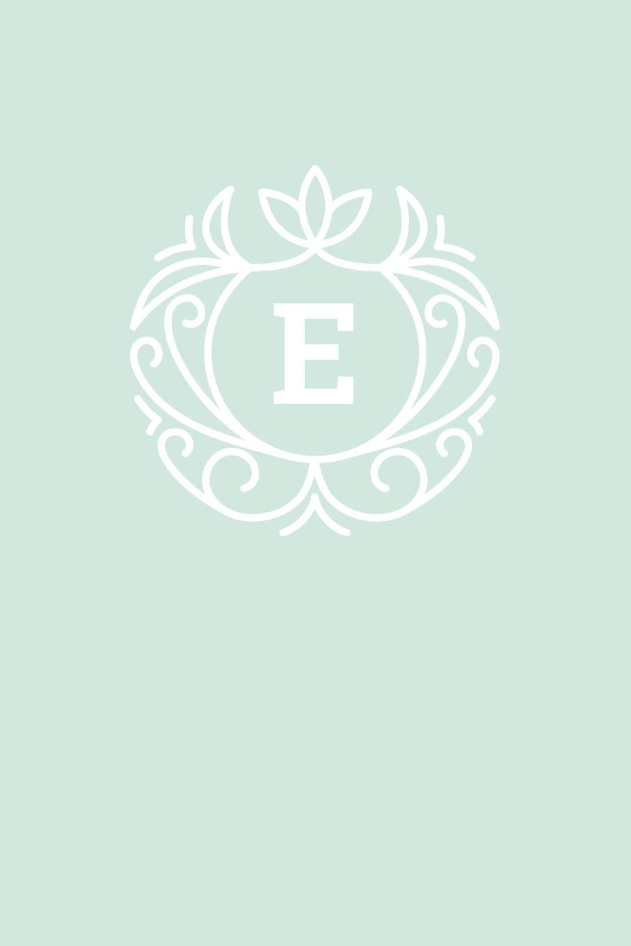 E: 110 Sketch Pages (6 x 9) | Monogram Sketch Notebook with a Mint Blue-Green Background and Simple Vintage Elegant Design | Personalized Initial Letter Journal | Monogramed Sketchbook Parents & Children