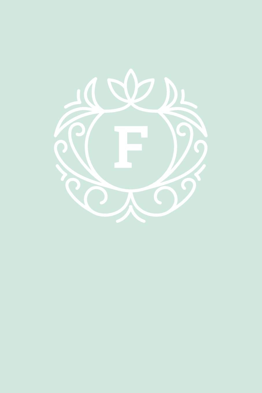 F: 110 Sketch Pages (6 x 9) | Monogram Sketch Notebook with a Mint Blue-Green Background and Simple Vintage Elegant Design | Personalized Initial Letter Journal | Monogramed Sketchbook Parents & Children