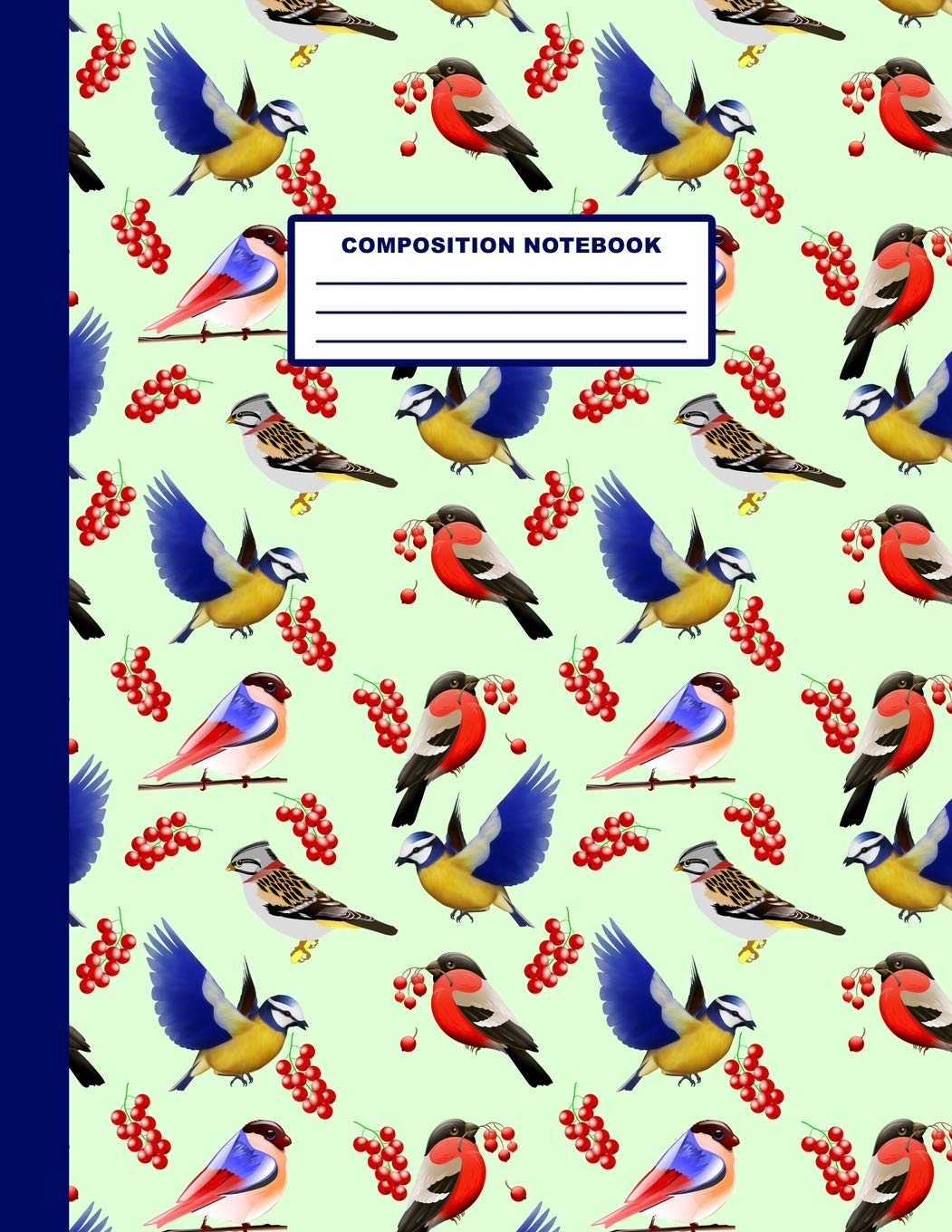 Composition Notebook: Birds Pattern Cover Design | College Ruled | 120 Blank Lined Pages | 8.5" X 11" | Matte Finished Soft Cover Books
