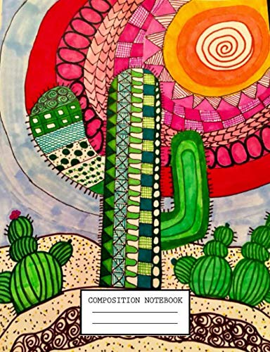 Composition Notebooks: Cactus Soft Glossy Cover Wide Ruled Blank Lined Soft Cover Journal Paper 7.44 x 9.69 Inches 110 Pages Learning & Reference