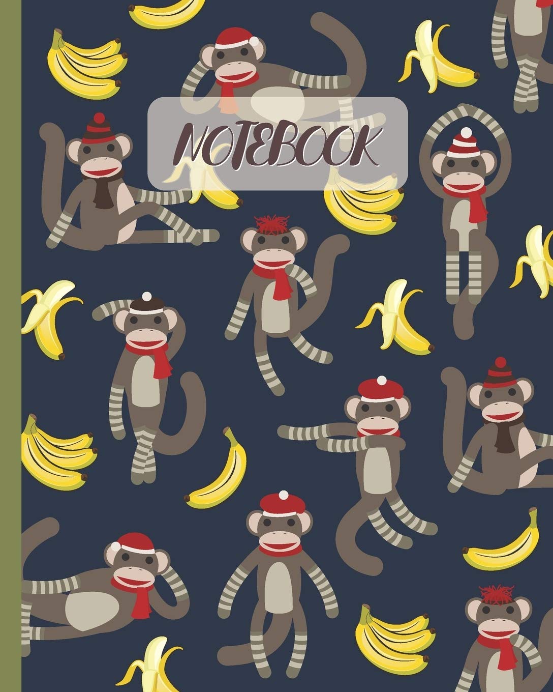 Notebook: Cute Sock Monkeys & Bananas - Lined Notebook, Diary, Track, Log & Journal - Gift Idea for Boys Girls Teens Men Women (8"x10" 120 Pages) Non-fiction