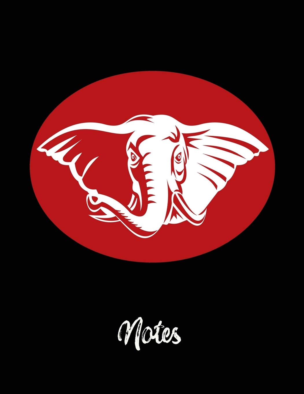 Notes: Red and White Elephant Design on Black Background|Glossy Cover|8.5 x 11| 110 pages| College-Ruled|Perfect for Notes, Lists, Journaling or Gift for Elephant Lover Essays & Short Stories