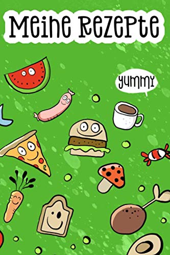 Meine Rezepte: Lustiges Kochbuch zum selbst schreiben. Ca. DIN A5 mit 200 Seiten für ca. 100 Rezepte. Rezeptbuch mit Register zum Ausfüllen, Selberschreiben bzw. Selbstgestalten. Cooking & Enjoying