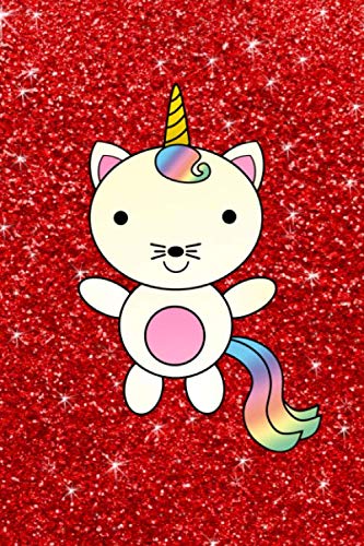 Journal: Faux red glitter caticorn notebook Essays & Short Stories
