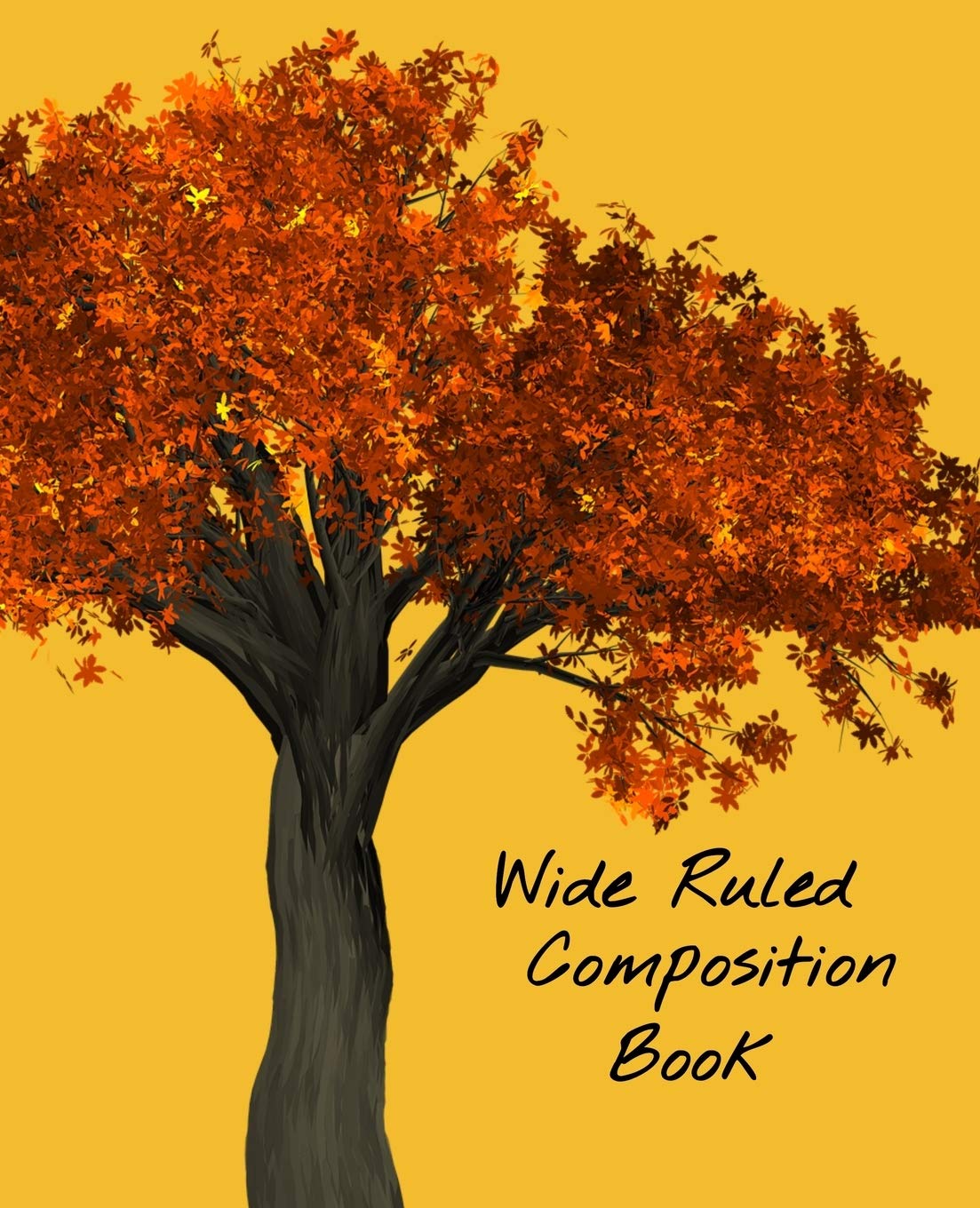 Wide Ruled Composition Book: 110 Page 7.5" x 9.25" Blank Lined Composition Notebook, Cute Fall Autumn Tree Leaves Theme Media & Communication