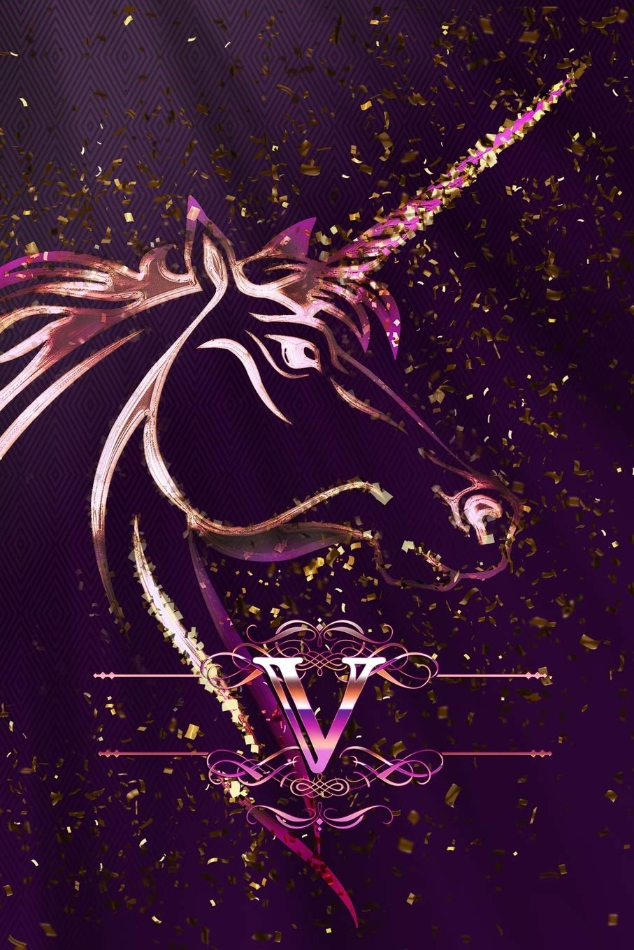 V: Monogram Initial Personalised Letter V Wide Ruled Lined Notebook For Unicorn Lovers & Believers, 6x9, 120 Lined Blank Pages (60 Sheets) For Journaling, Notes, Diary & Doodling Learning & Reference