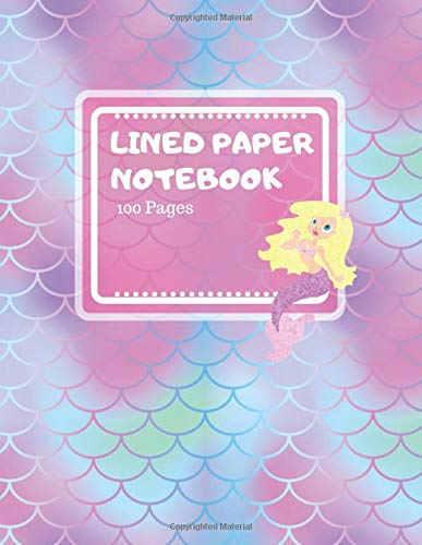 Lined Paper Notebook: Beautiful Magical Colorful Mermaid Tail Pattern Scale Design - Ruled Notebook for Kids, Girls - 100 Pages, 8.5" × 11" Contemporary literature