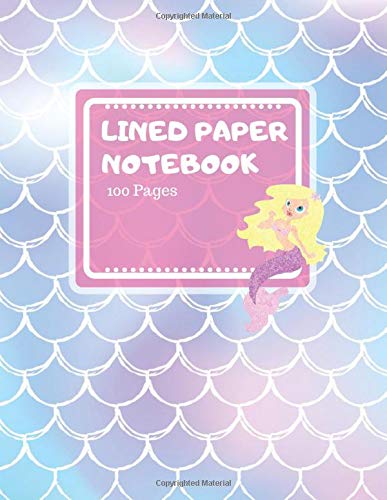 Lined Paper Notebook: Beautiful Magical Colorful Mermaid Tail Pattern Scale Design - Ruled Notebook for Kids, Girls - 100 Pages, 8.5" × 11" Contemporary literature