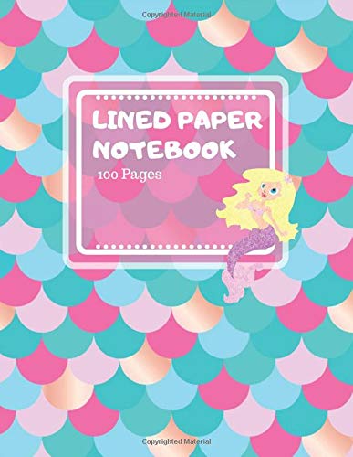 Lined Paper Notebook: Beautiful Magical Colorful Mermaid Tail Pattern Scale Design - Ruled Notebook for Kids, Girls - 100 Pages, 8.5" × 11" Contemporary literature