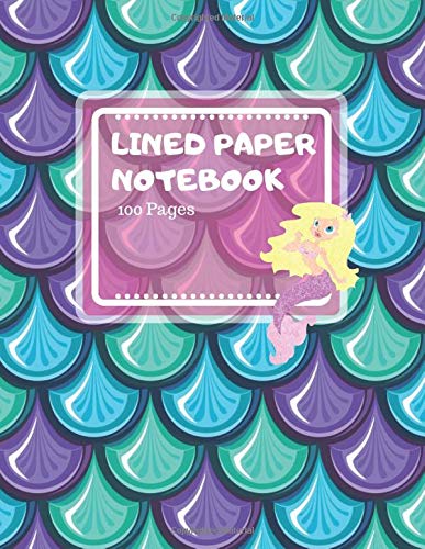 Lined Paper Notebook: Beautiful Magical Colorful Mermaid Tail Pattern Scale Design - Ruled Notebook for Kids, Girls - 100 Pages, 8.5" × 11" Contemporary literature