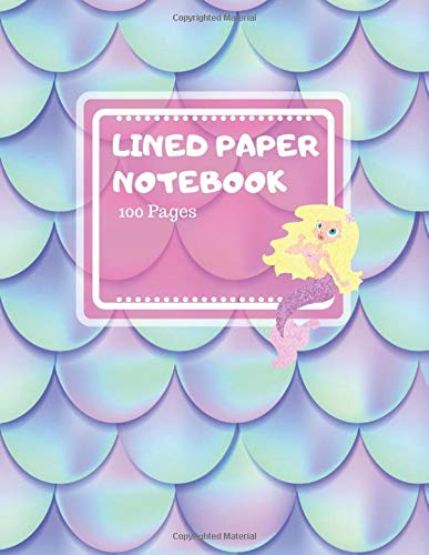 Lined Paper Notebook: Beautiful Magical Colorful Mermaid Tail Pattern Scale Design - Ruled Notebook for Kids, Girls - 100 Pages, 8.5" × 11" Contemporary literature