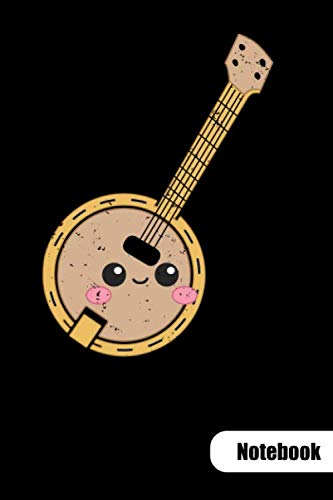 Notebook: Kawaii composition Notebook with a banjo illustration, ruled 6x9. book