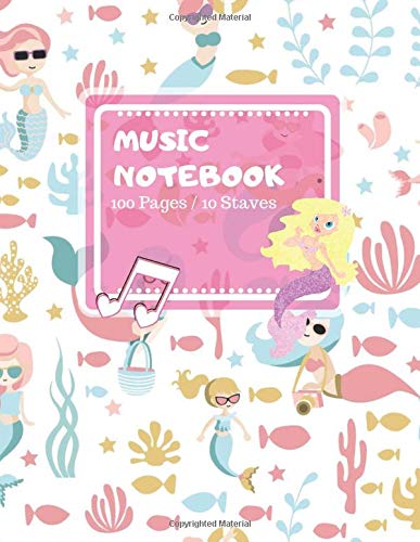 Music Notebook: Beautiful Magical Colorful Mermaid Tail Pattern Scale Design - Music Notebook for Kids, Girls - 100 Pages, 8.5" × 11" Contemporary literature
