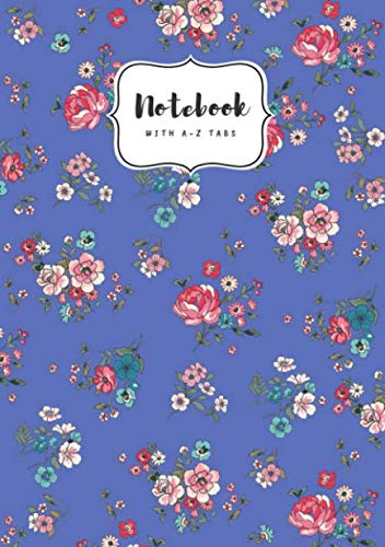 Notebook with A-Z Tabs: A5 Medium Lined Journal | Alphabetical Indexes | Cute Little Flower Design Blue Media & Communication