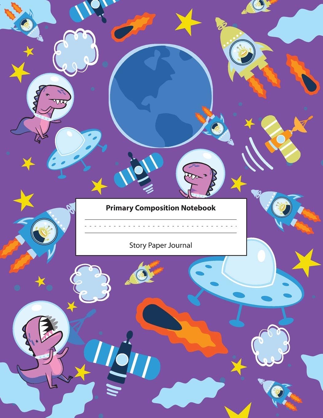Primary Composition Notebook Story Paper Journal: Dotted Midline and Picture Space | Grades K-2 School Exercise Book | 100 Story Pages | Dinosaur ... Stars - Purple Primary Composition Notebooks Study Guides