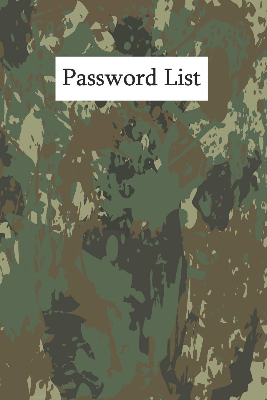 Password List: Internet Password Logbook Large Print With Tabs | camouflage green background Cover Computer Science