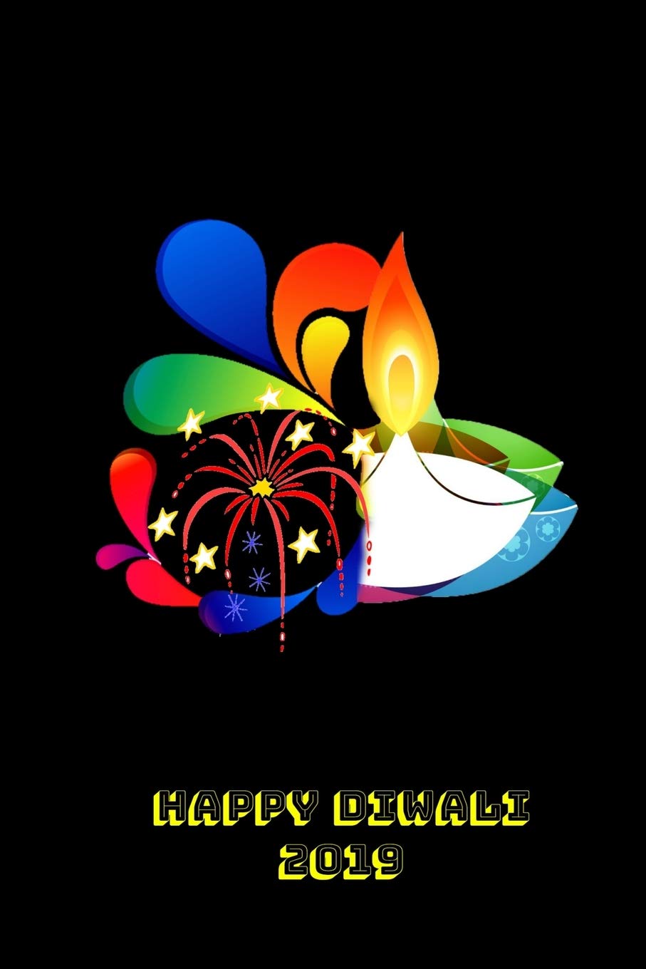 Happy Diwali 2019: Thoughtful Diwali Gift, Lined Blank Notebook, Mandala Back Cover, 6 x 9, 120 White Color Pages, Matte Finish Cover Essays & Short Stories
