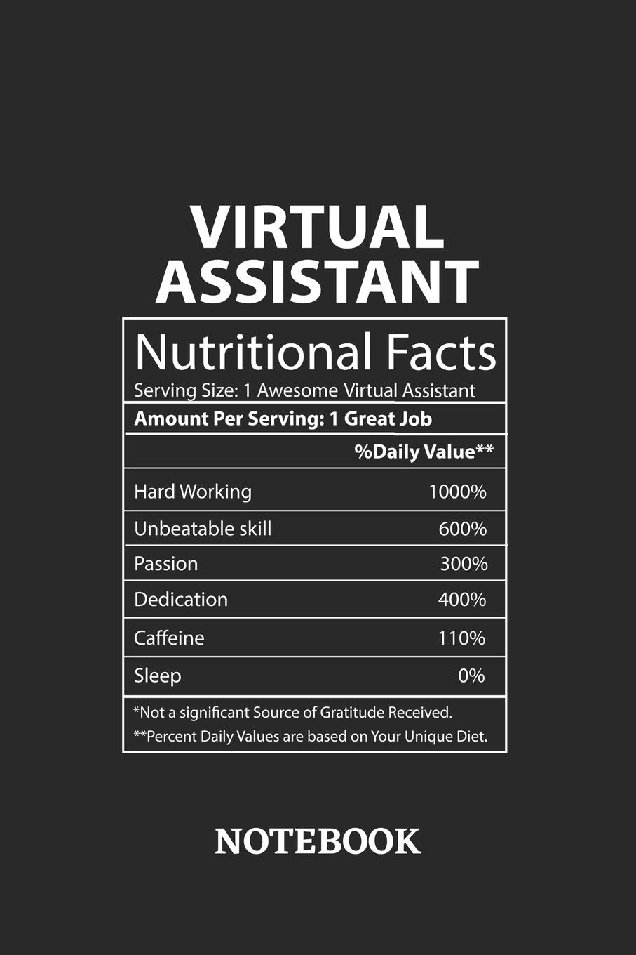 Nutritional Facts Virtual Assistant Awesome Notebook: 6x9 inches - 110 blank numbered pages • Greatest Passionate working Job Journal • Gift, Present Idea book