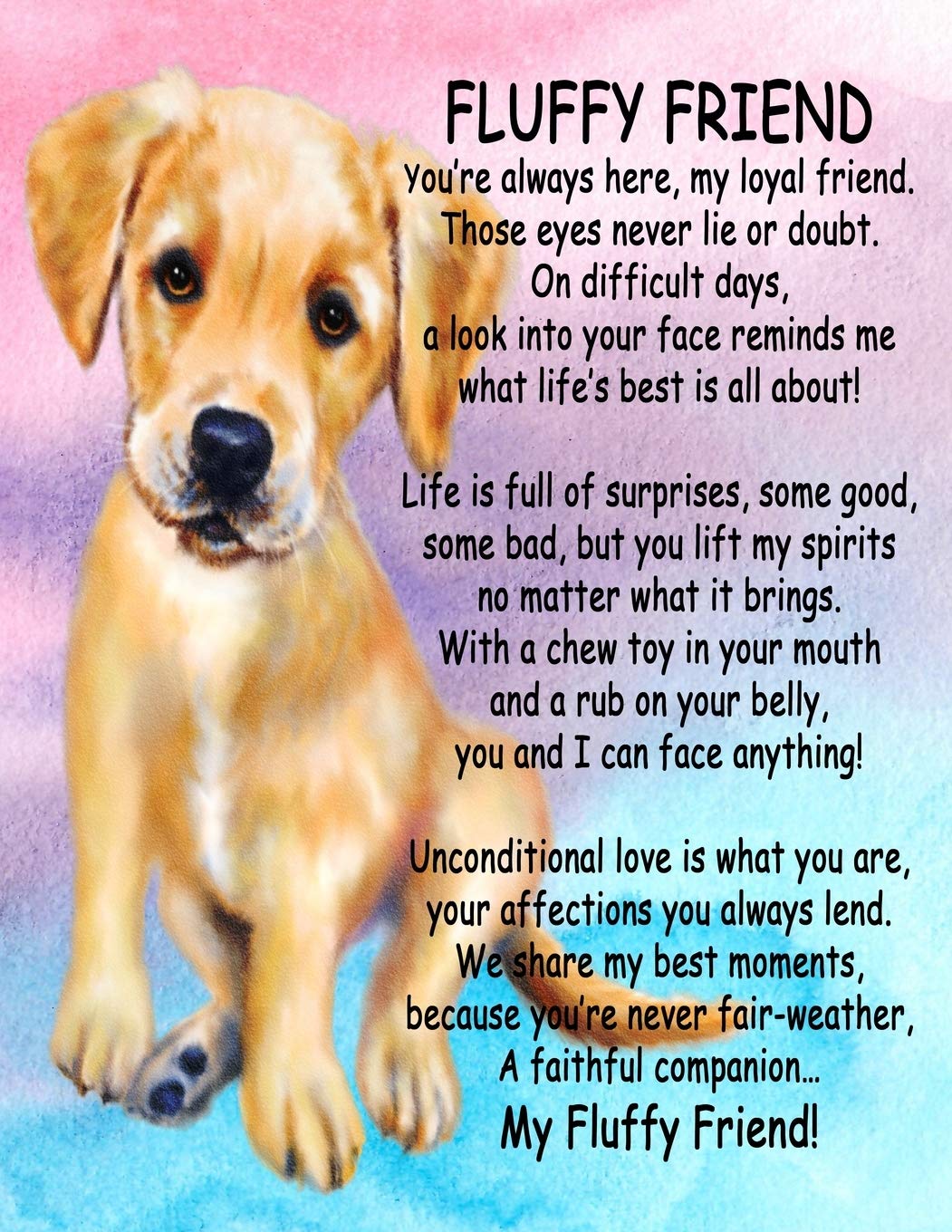 My Fluffy Friend - A Year With My Dog: 8.5x11 Watercolor Lab Puppy Journal For Girls, Dog Care Tracker And Keepsake Notebook, Cream Labrador Retriever Memory Book, Dog Lover Gift book