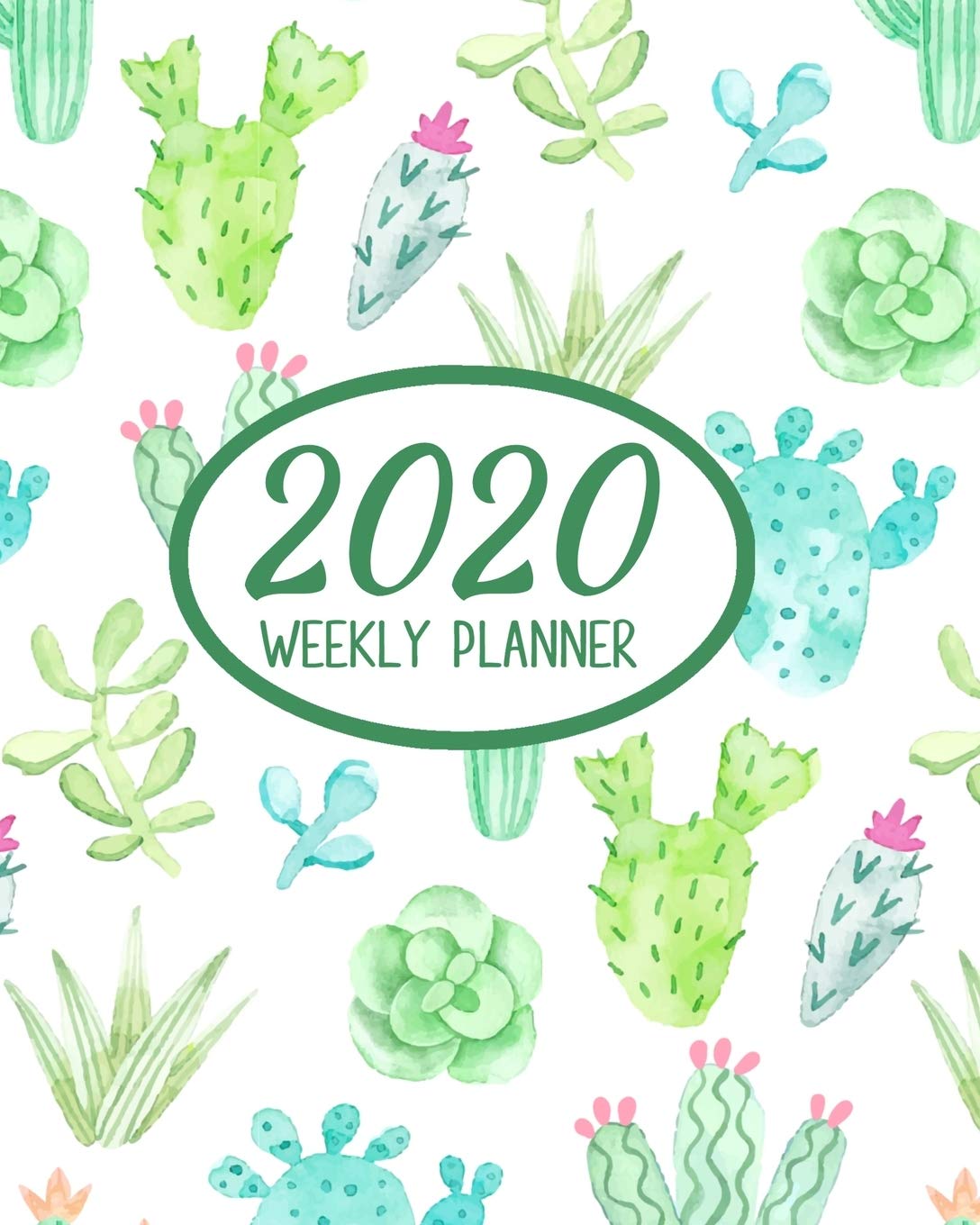 2020 Weekly Planner: Cactus Succulents Small Size Easy To Carry Two Page A Week Planner Calendar Mathematics