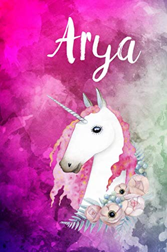 Arya: Cute Unicorn Notebook Writing Journal for Girls,6x9 dimension|121pages,Personalized With Name, Personalized Writing Journal,Notebook for Women and Girls, Personalized Notebook/Journal Gift Self-help