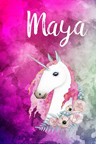 Maya: Cute Unicorn Notebook Writing Journal for Girls,6x9 dimension|121pages,Personalized With Name, Personalized Writing Journal,Notebook for Women and Girls, Personalized Notebook/Journal Gift Self-help