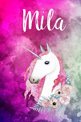 Mila: Cute Unicorn Notebook Writing Journal for Girls,6x9 dimension|121pages,Personalized With Name, Personalized Writing Journal,Notebook for Women and Girls, Personalized Notebook/Journal Gift Self-help