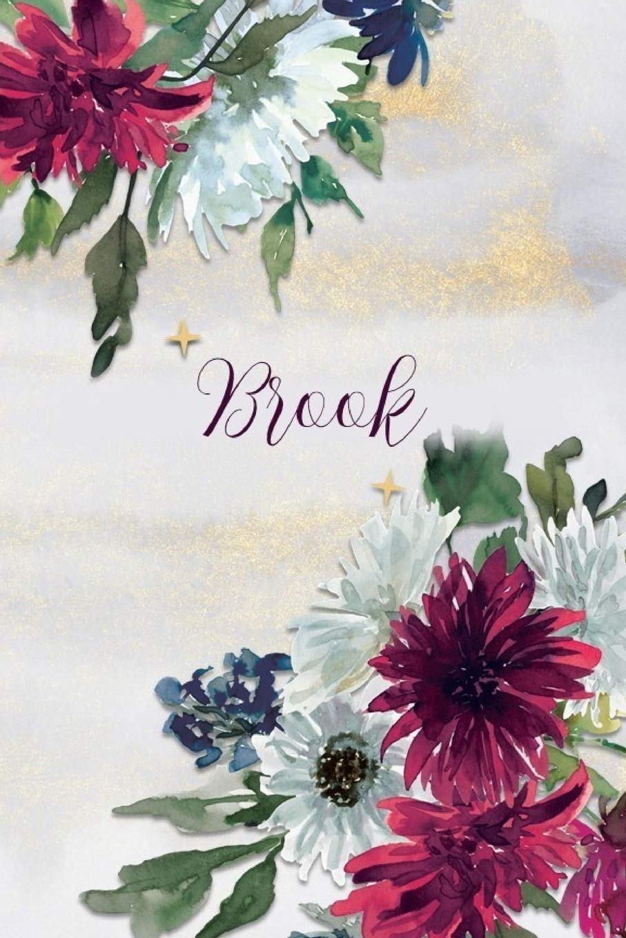 Brook: Personalized Journal Gift Idea for Women (Burgundy and White Mums) Garden & Plants