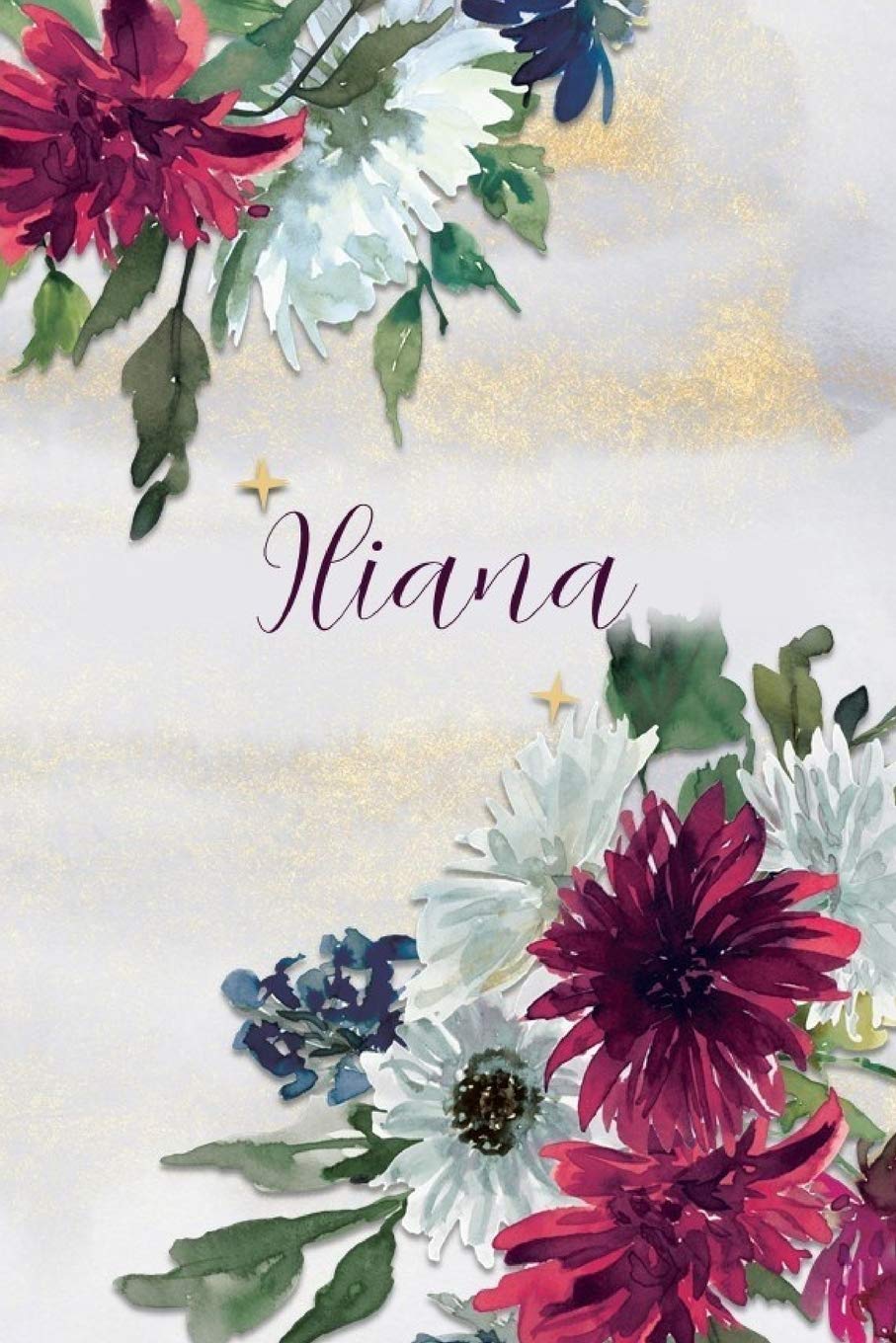 Iliana: Personalized Journal Gift Idea for Women (Burgundy and White Mums) Garden & Plants