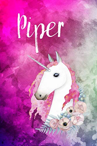 Piper: Cute Unicorn Notebook Writing Journal for Girls,6x9 dimension|121pages,Personalized With Name, Personalized Writing Journal,Notebook for Women and Girls, Personalized Notebook/Journal Gift book