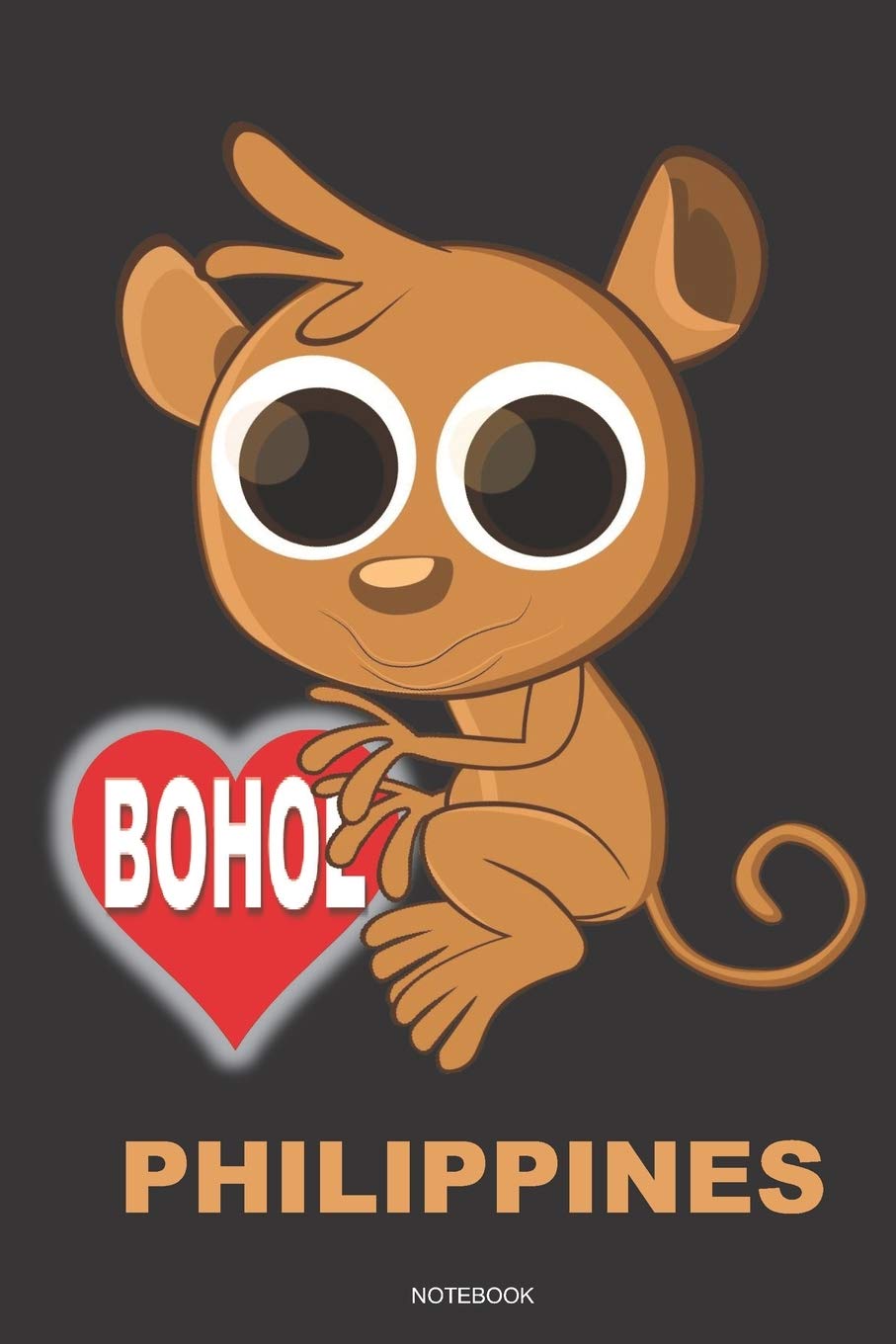 BOHOL PHILIPPINES Notebook: A cute TARSIER MONKEY 6x9 college ruled lined gift travel journal Pinoy Pride Mathematics