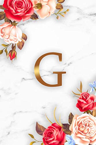 G: Pretty Initial Monogram Letter G Wide Ruled Notebook for Notes & Writing - Girly Floral Personalized Wide Lined Blank Journal & Diary for Women and Girls - Glossy Marble & Gold Print Business, Finance & Career