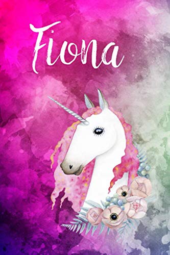 Fiona: Cute Unicorn Notebook Writing Journal for Girls,6x9 dimension|121pages,Personalized With Name, Personalized Writing Journal,Notebook for Women and Girls, Personalized Notebook/Journal Gift Self-help