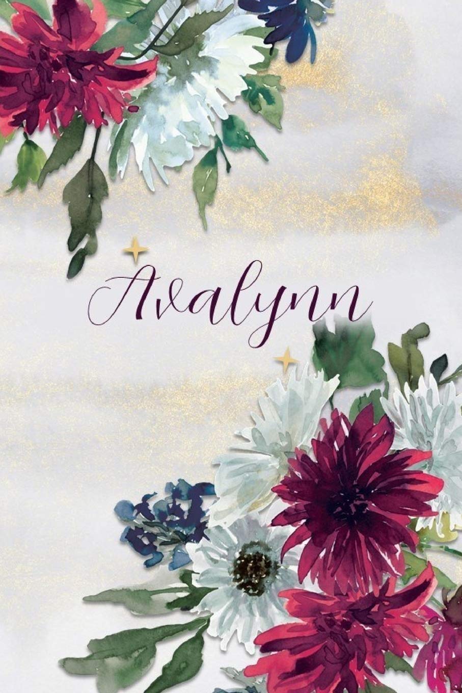 Avalynn: Personalized Journal Gift Idea for Women (Burgundy and White Mums) Garden & Plants