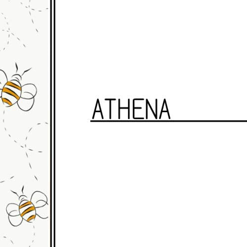 Athena: Personalized bee wrap around design square sketchbook with name: 90 blank pages book