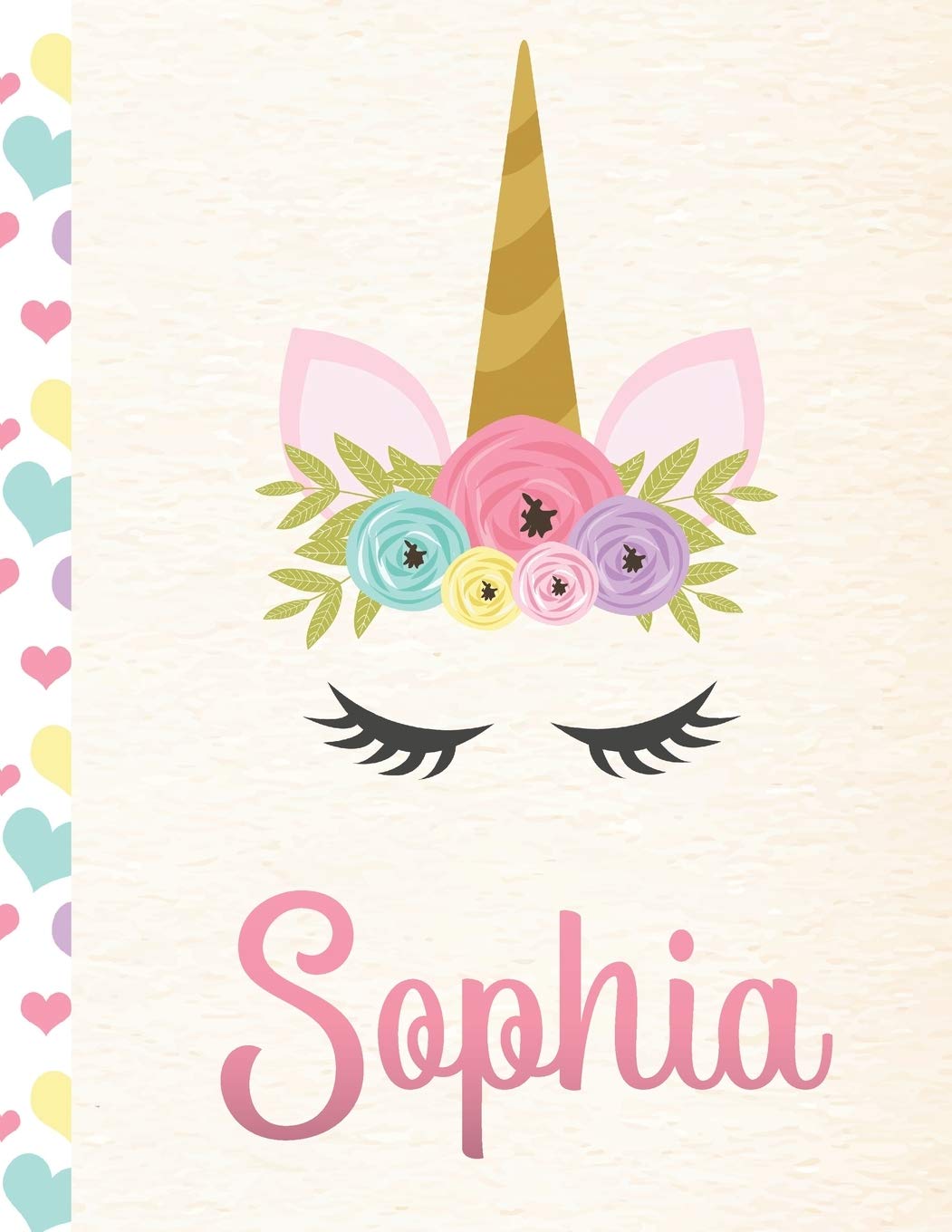 Sophia: Personalized Unicorn Sketchbook For Girls With Pink Name - 8.5x11 110 Pages. Doodle, Sketch, Create! Books