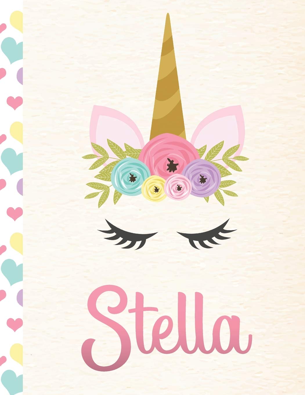 Stella: Personalized Unicorn Sketchbook For Girls With Pink Name - 8.5x11 110 Pages. Doodle, Sketch, Create! Books
