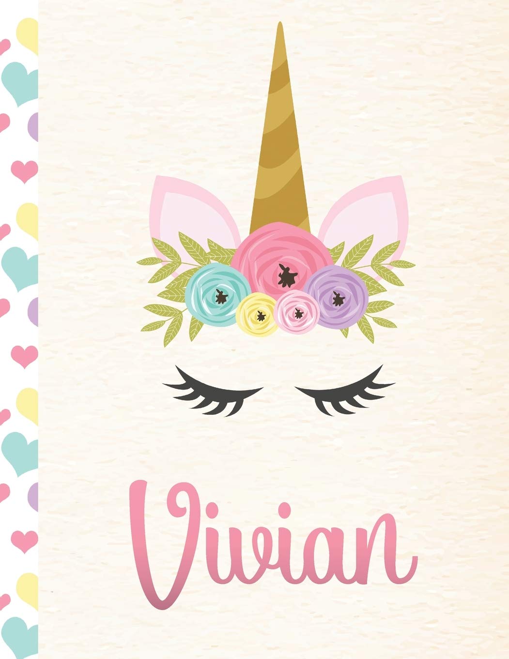Vivian: Personalized Unicorn Sketchbook For Girls With Pink Name - 8.5x11 110 Pages. Doodle, Sketch, Create! Books