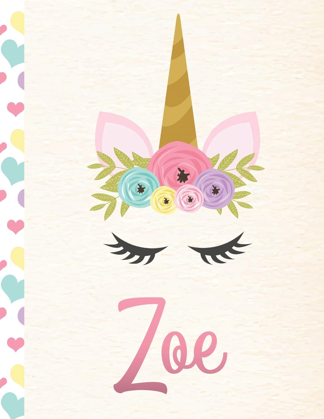 Zoe: Personalized Unicorn Sketchbook For Girls With Pink Name - 8.5x11 110 Pages. Doodle, Sketch, Create! Books