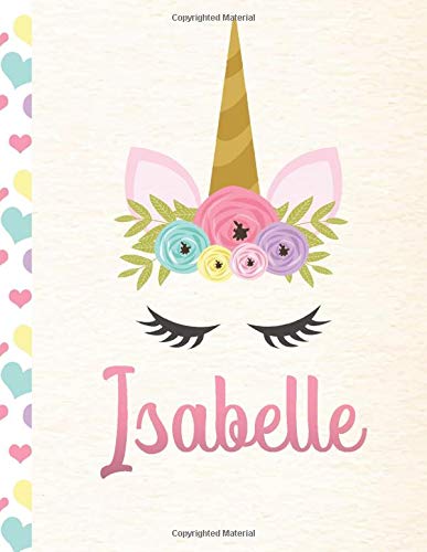Isabelle: Personalized Unicorn Dot Grid Bullet Journal/Notebook For Girls With Pink Name - 8.5x11 110 Pages Dotted Journal Diary Paper book