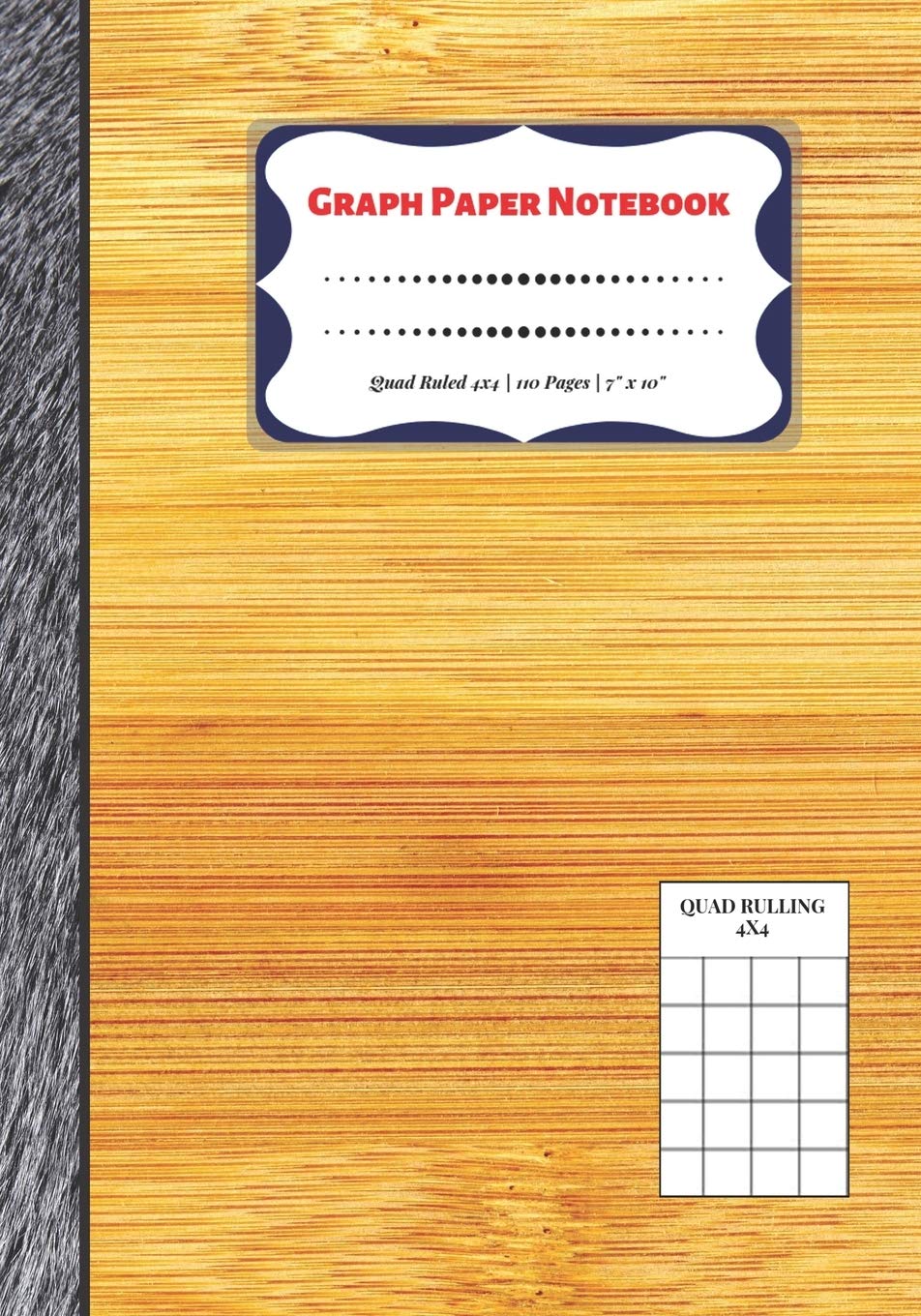 Graph Paper Notebook: Quad Ruled 4x4 | 110 Pages | 7" x 10": Squared Graphing Paper * Blank Notebook * Grid Paper * Softback ...(Composition Books) Mathematics