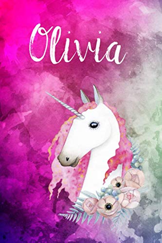 Olivia: Cute Unicorn Notebook Writing Journal for Girls,6x9 dimension|121pages,Personalized With Name, Personalized Writing Journal,Notebook for Women and Girls, Personalized Notebook/Journal Gift Self-help