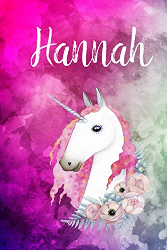 Hannah: Cute Unicorn Notebook Writing Journal for Girls,6x9 dimension|121pages,Personalized With Name, Personalized Writing Journal,Notebook for Women and Girls, Personalized Notebook/Journal Gift Self-help