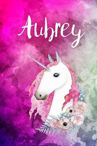 Aubrey: Cute Unicorn Notebook Writing Journal for Girls,6x9 dimension|121pages,Personalized With Name, Personalized Writing Journal,Notebook for Women and Girls, Personalized Notebook/Journal Gift Self-help