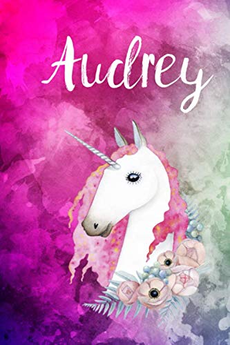 Audrey: Cute Unicorn Notebook Writing Journal for Girls,6x9 dimension|121pages,Personalized With Name, Personalized Writing Journal,Notebook for Women and Girls, Personalized Notebook/Journal Gift Self-help