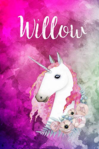 Willow: Cute Unicorn Notebook Writing Journal for Girls,6x9 dimension|121pages,Personalized With Name, Personalized Writing Journal,Notebook for Women and Girls, Personalized Notebook/Journal Gift Self-help